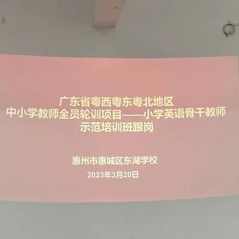 跟岗研修共交流 教育精彩同绽放——惠州市小学英语骨干教师示范班跟岗培训之旅Day1