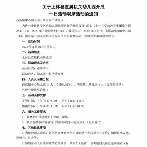 情系幼教 结对帮扶—上林县直属机关幼儿园教育集团跟岗观摩活动