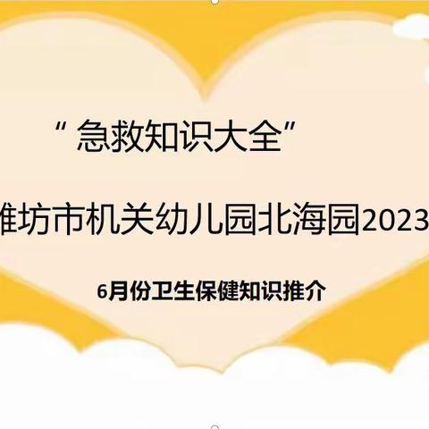 急救知识大全～潍坊市机关幼儿园北海园2024年6月份卫生保健知识推介