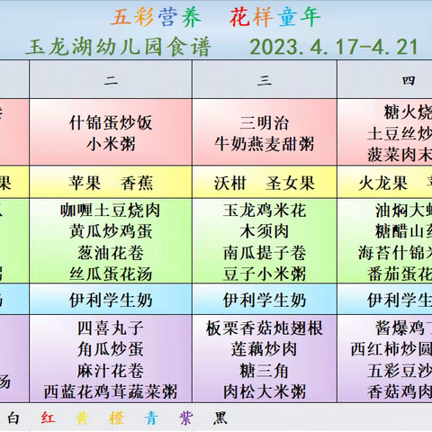 【宝宝食谱】玉龙湖幼儿园第十二周食谱