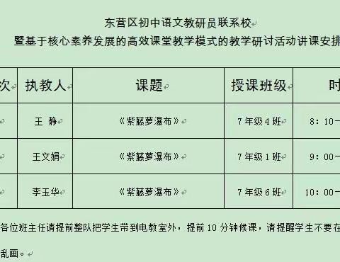 东营区初中语文教研员联系校暨基于核心素养发展的高效课堂教学模式教学研讨活动