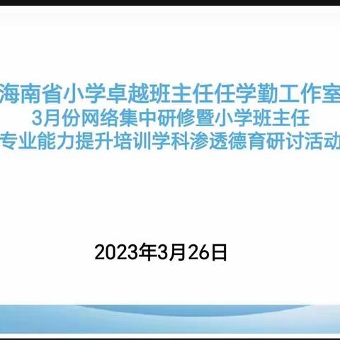 携手交流促发展，精细研讨共成长——海南省小学卓越班主任任学勤工作室 3 月份网络集中研修活动（一）