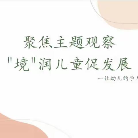 【真教研】聚焦主题观察 "境"润儿童促发展一让幼儿的学习"看得见"