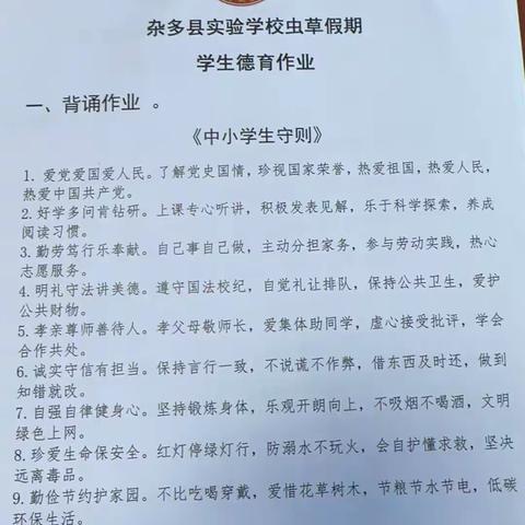 实验学校虫草假期德育作业暨“垃圾带回家实践活动”