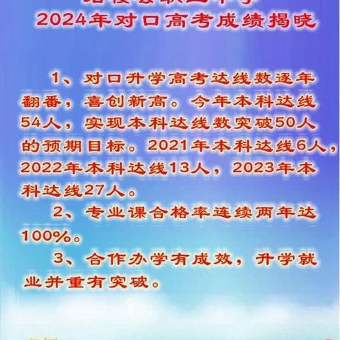 石楼县职业中学2024对口高考成绩揭晓