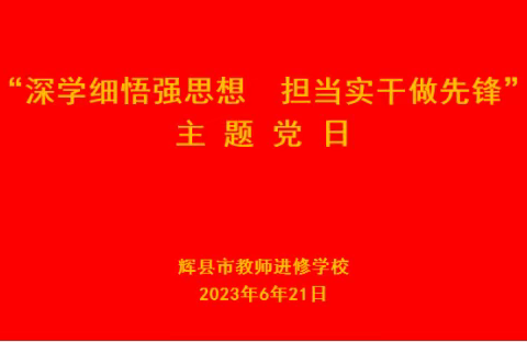 “深学细悟强思想        担当实干做先锋”——辉县市教师进修学校党支部6月份主题党日活动纪实