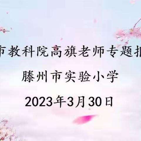 专家引领促成长，实小教研意正浓——枣庄市教科院高旗老师专题报告会纪实