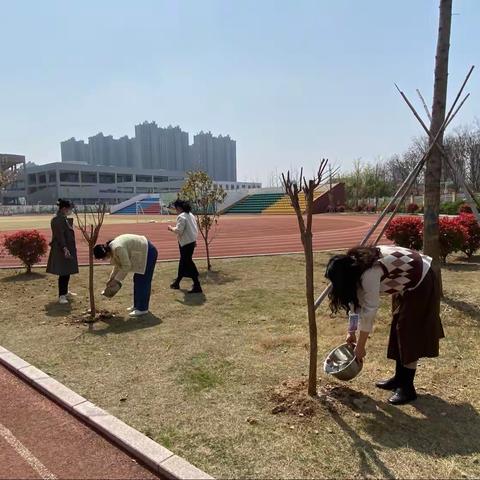 学雷锋树新风——徐州市振兴路小学党员浇水护绿活动