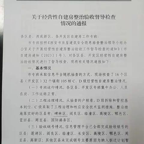 碑林区经营性自建房整治验收工作获市专班好评