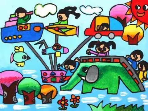 华香幼儿园大3班童心童画作品展《热闹的游乐场》