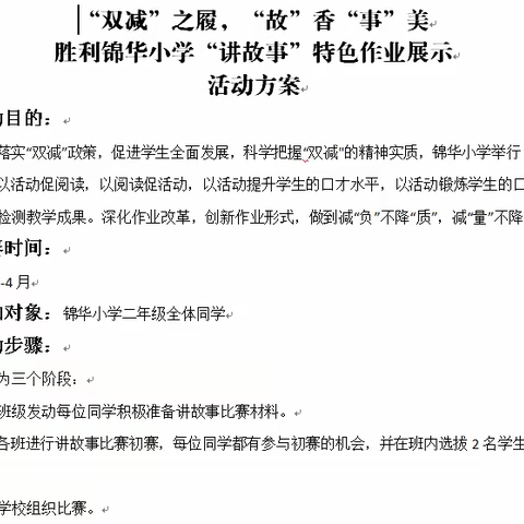 “双减”之履，“故”香“事”美——锦华小学“讲故事”特色作业展示活动纪实