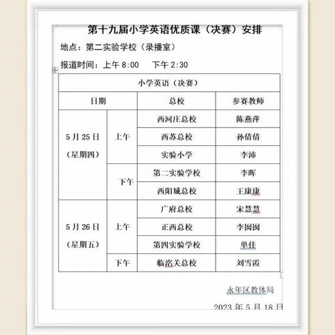 永年区教体局第十九届小学英语优质课