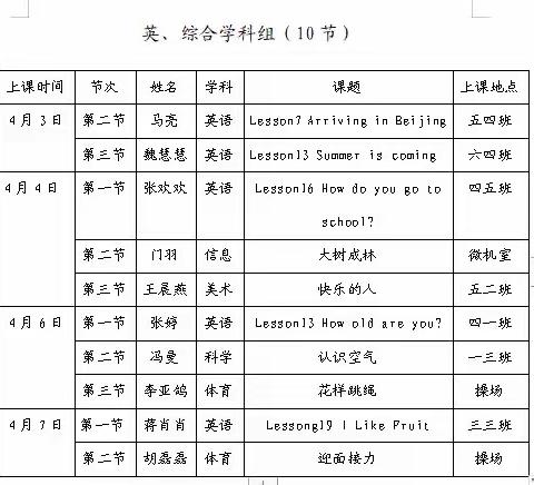 最美人间四月天，教师赛教展新篇—五星校区综英组中青年教师赛教活动