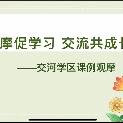 观摩促学习，交流共成长——交河学区课例观摩研讨活动