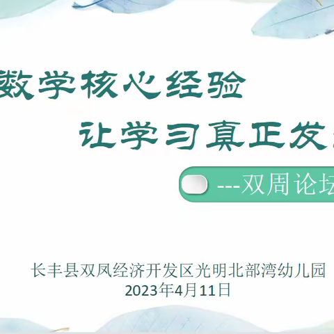 聚焦数学核心经验 让学习真正发生——双凤光明北部湾幼儿园2023年“双周论坛”第五期