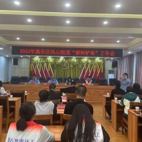 离石区凤山街道“禁种铲毒”工作会