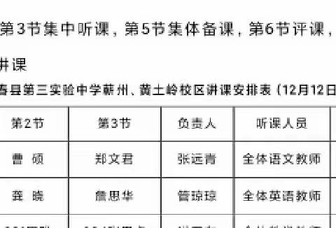 专家引领共交流 听课评课促成长---蕲春县第三实验中学黄土岭校区迎接教科院领导听课评课