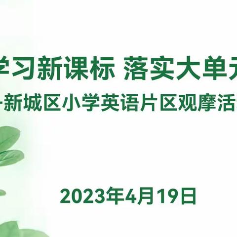 学习新课标  落实大单元—记新城区小学英语片区教学观摩活动