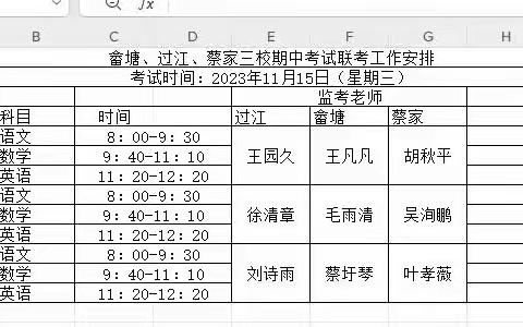 检测求实效，联考促提高——畲塘、过江、蔡家三校联合学业测评