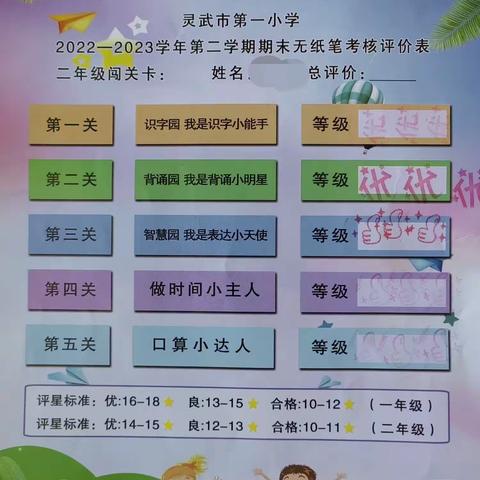 “钟灵秀娃勇闯关学科素养齐绽放”——灵武市第一小学2023学年春季学期末一、二年级无纸笔综合评价活动