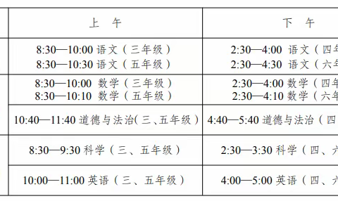 红塔区玉带街道中卫小学2022——2023学年下学期义务教育质量监测安排