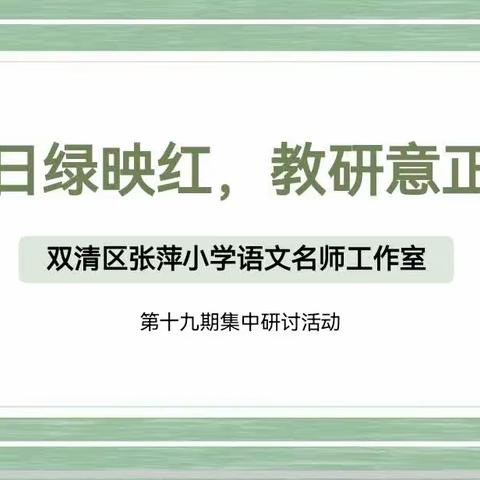 “夏日绿映红，教研意正浓”——记双清区张萍小学语文名师工作室第十九期集中研修活动