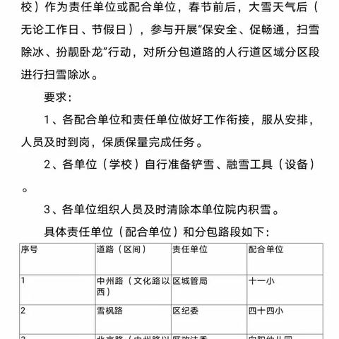 凝心聚力办实事 扫雪除冰保畅通      南阳市第十四小学教师志愿者铲雪活动
