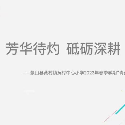 芳华待灼   砥砺深耕 ——蒙山县黄村镇黄村中心小学2023年春季学期“青蓝工程”课堂教学大赛