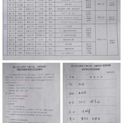 “教无涯    研不止”店上中心学校数学“三单六环，问题导学”课堂建构教学研讨活动