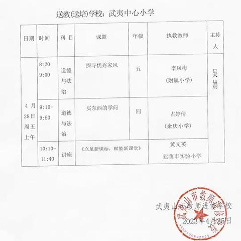 聚焦核心素养，涵养学科底蕴——武夷山市小学道德与法治吴娟党员名师工作室送教下乡活动