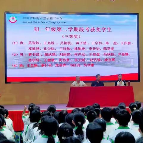 表彰树榜样，聚力再扬帆——嘉积二中召开2022—2023学年度第二学期段考总结暨表彰大会