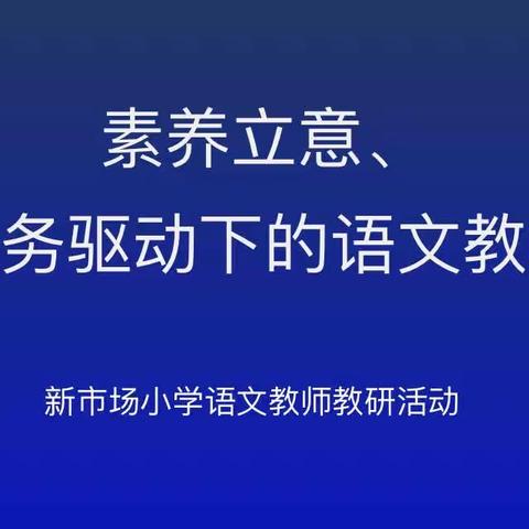 “研”之凿凿 ，行之灼灼 ——新市场小学语文教师“学习任务群”主题培训