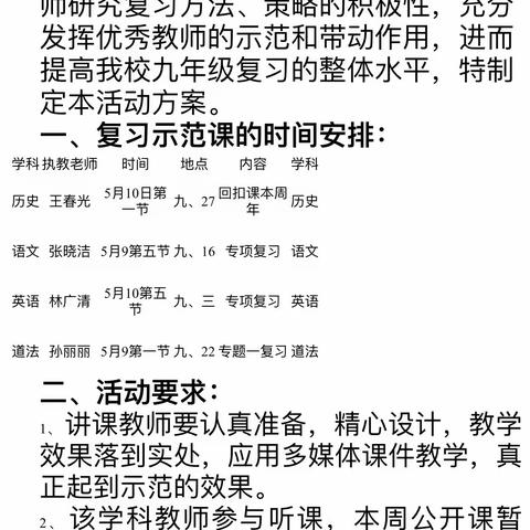 复习研讨备中考，集思广益促成长——临沂第二十中学双龙校区初三复习示范课