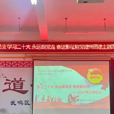 学习党的二十大 永远跟党走 奋进新征程—南宁市武鸣区府城镇中心学校党建带团建2023年入团仪式