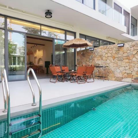 台山颐和温泉城｜星依.3房5床网红侘寂奶油风泳池别墅(无温泉)