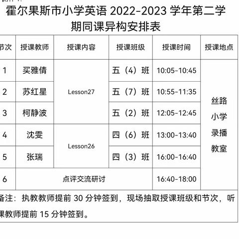 同课异构展风采    学习研讨促发展 ﻿ —霍尔果斯市小学英语“同课异构”活动