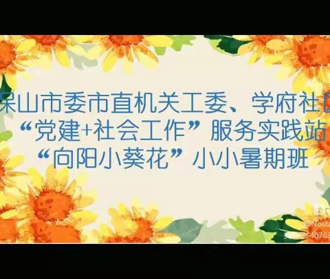 保山市委市直机关工委、学府社区“党建+社会工作”志愿服务实践站“向阳小葵花”小小暑期班活动。