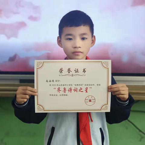 喜报：新泰市汶城实验小学高安逸同学荣获“齐鲁诗词之星”