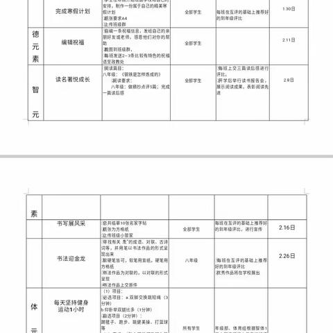 跃兔迎龙，快乐过寒假一一一一初二4班寒假项目化作业呈现