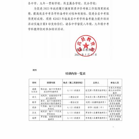 凝心聚力   务实笃行——记2023年临高县道德与法治学科中考备考会