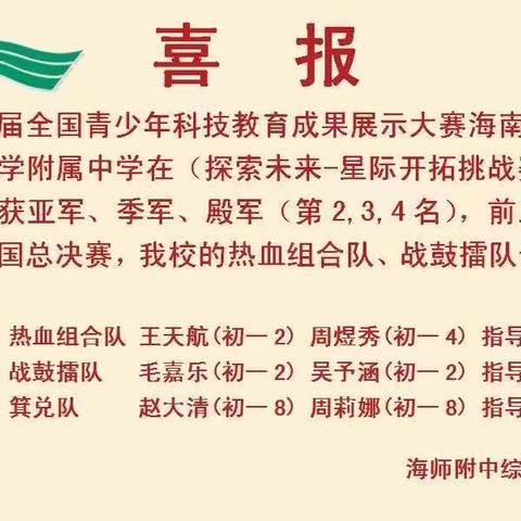 科技成就精彩 ——海师附中在第三届青科赛省赛比赛中获佳绩