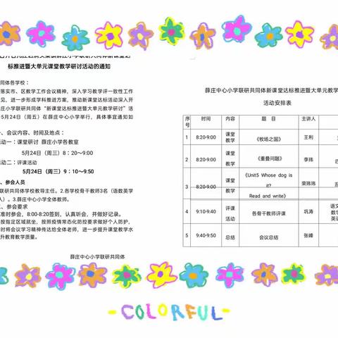 台儿庄区涧头集镇薛庄小学联研共同体新课堂达标推进暨大单元课堂教学研讨活动