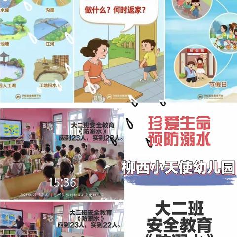 柳西小天使幼儿园《防溺水》，午收《防火》安全教育宣传简报