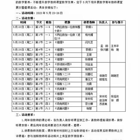 “以研促教，引领成长”一记临沂五小数学课堂展示活动