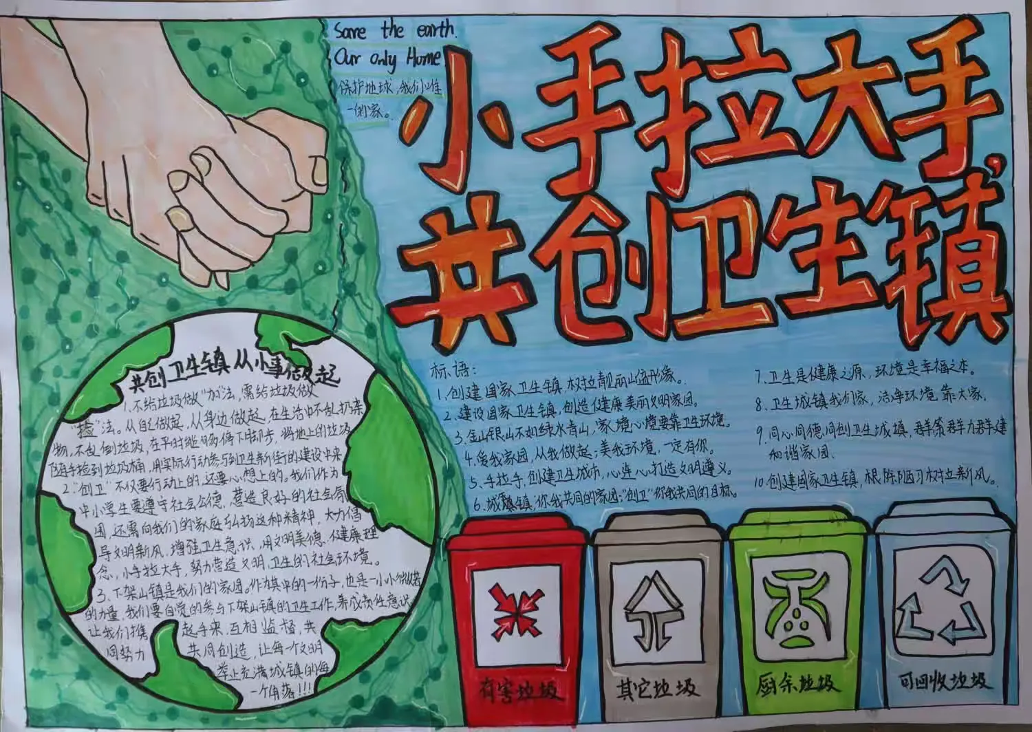 简篇-我校学生参加镇“小手拉大手,创建卫生镇”手抄报比赛喜获佳绩