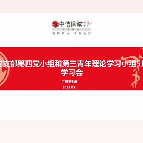 广西党支部第四党小组暨分公司第三青年理论学习小组召开5月集中学习会