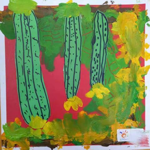 陈洞村幼儿园美术一班第二课时《丝瓜》