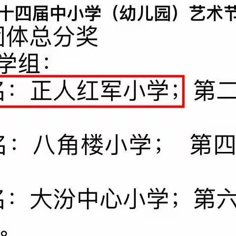 喜报：热烈祝贺遂川正人红军小学荣获第十四届中小学艺术节小学组团体总分第一名