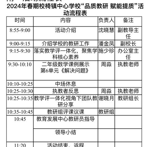 品质教研 赋能提质——横州市校椅镇中心学校2024年春期数学科品质教研展示活动