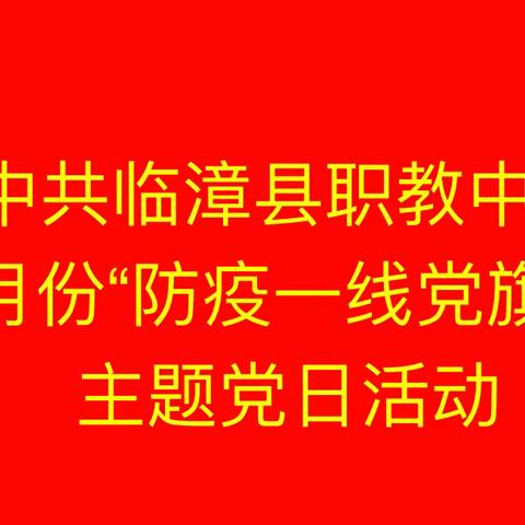 【临漳职教】临漳县职教中心开展4月份“防疫一线党旗红”主题党日活动